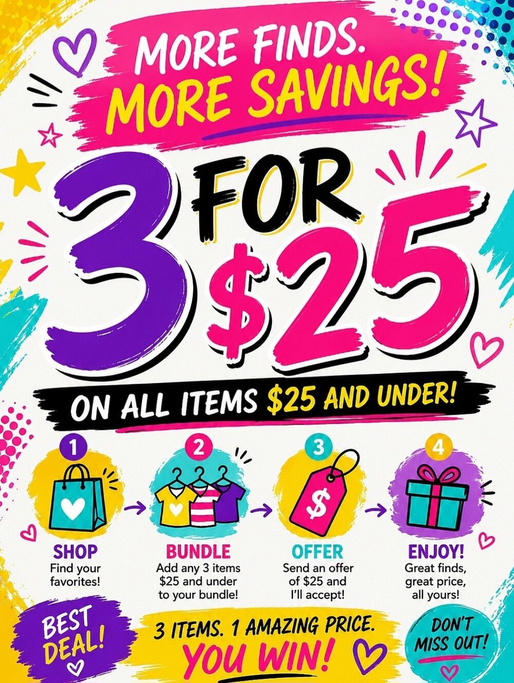 3 For $25 Deal! Happy Shopping!